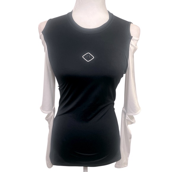 J.Lindeberg Tops - NWT J.Lindeberg Blue White Kes Soft Compression Long Sleeve Cut Out Shirt Small